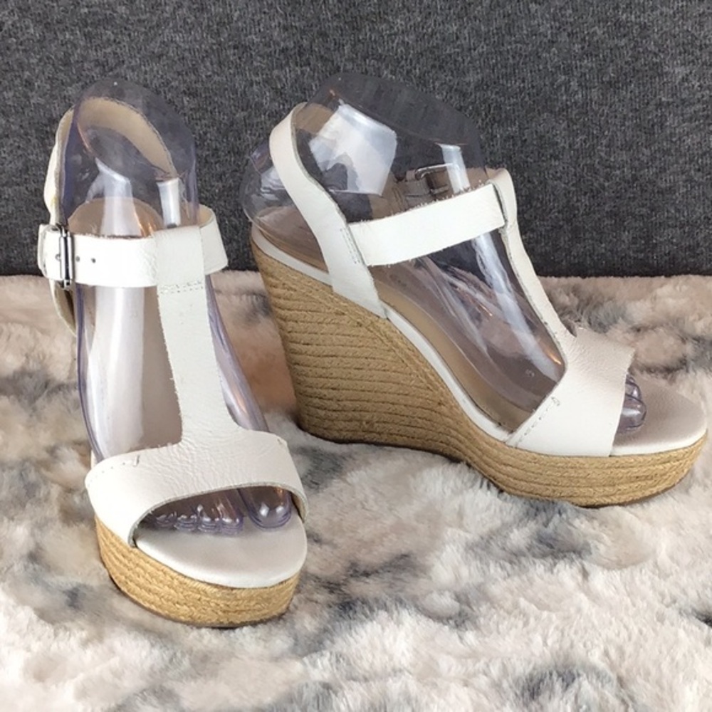 Marc fisher Harley Platform Espadrille Wedge Leather Sandals Sz 7.5‎ M